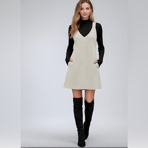 Corduroy Solid Overall Dress Without Sweater